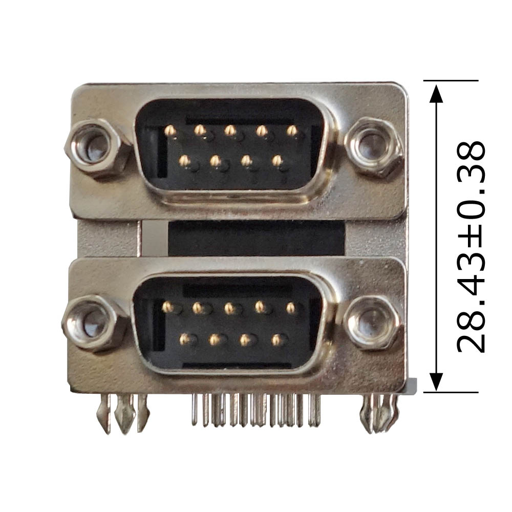 D-SUBコネクタ9Pオス(基板取付用Lタイプ、2階建て)【GB-DS9M-2FB】