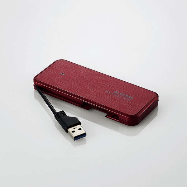 ケーブル収納型外付けポータブルSSD(960GB/レッド) ESD-EC0960GRDR 