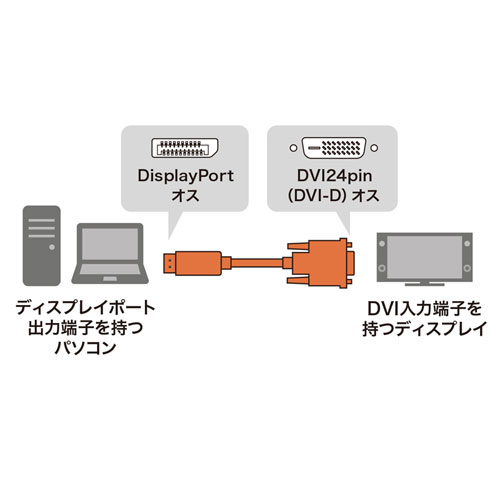 DisplayPort-DVI変換ケーブル 1m【KC-DPDVA10】