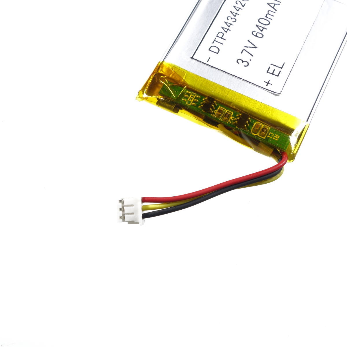 リチウムイオンポリマー電池(3.7V 640mAh サーミスタ付)【DTP443442(NTC)】