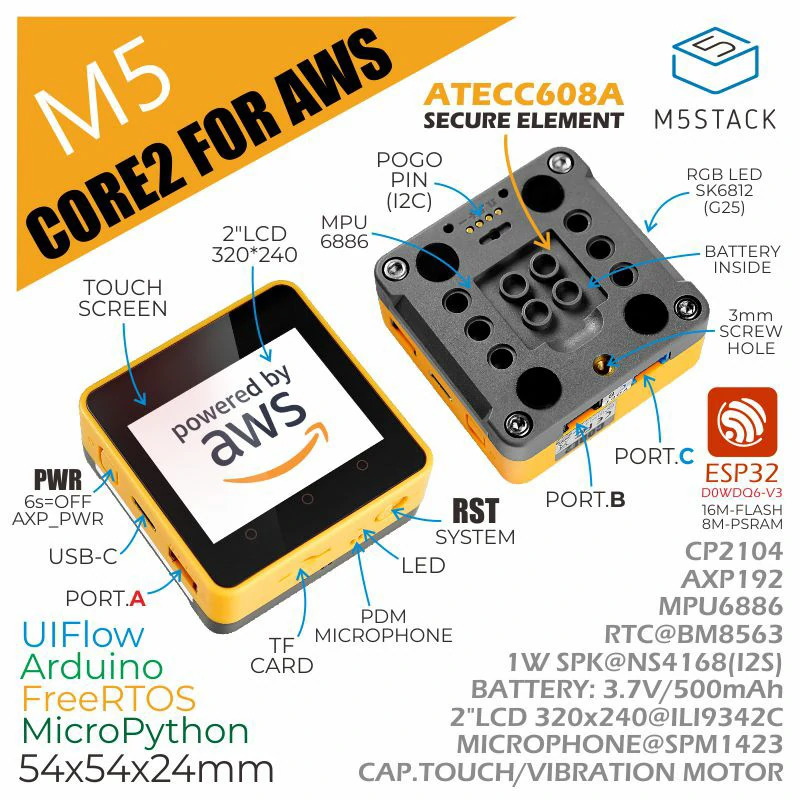 M5Stack Core2 for AWS ESP32 IoT開発キット M5STACK-K010-AWS  M5Stack製｜電子部品・半導体通販のマルツ