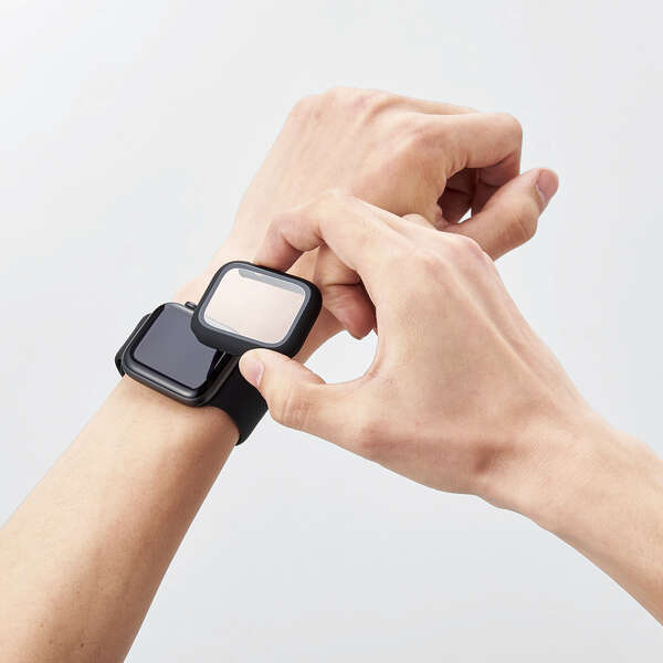 Apple Watch用フルカバーケース プレミアムガラス(44mm)【AW-44CSPCGBK】