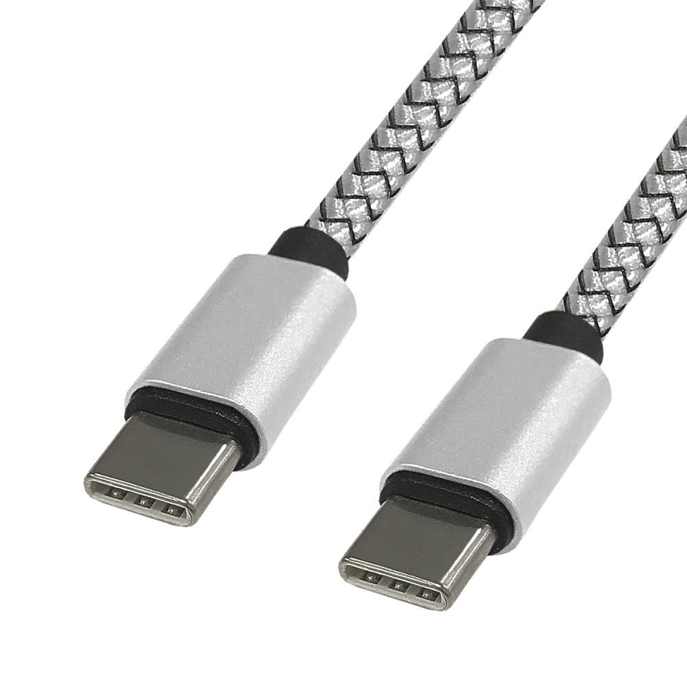 TypeC-TypeCケーブル(QuickCharge3.0/PowerDelivery対応、シルバー、1m)【L-TCC5-S1】