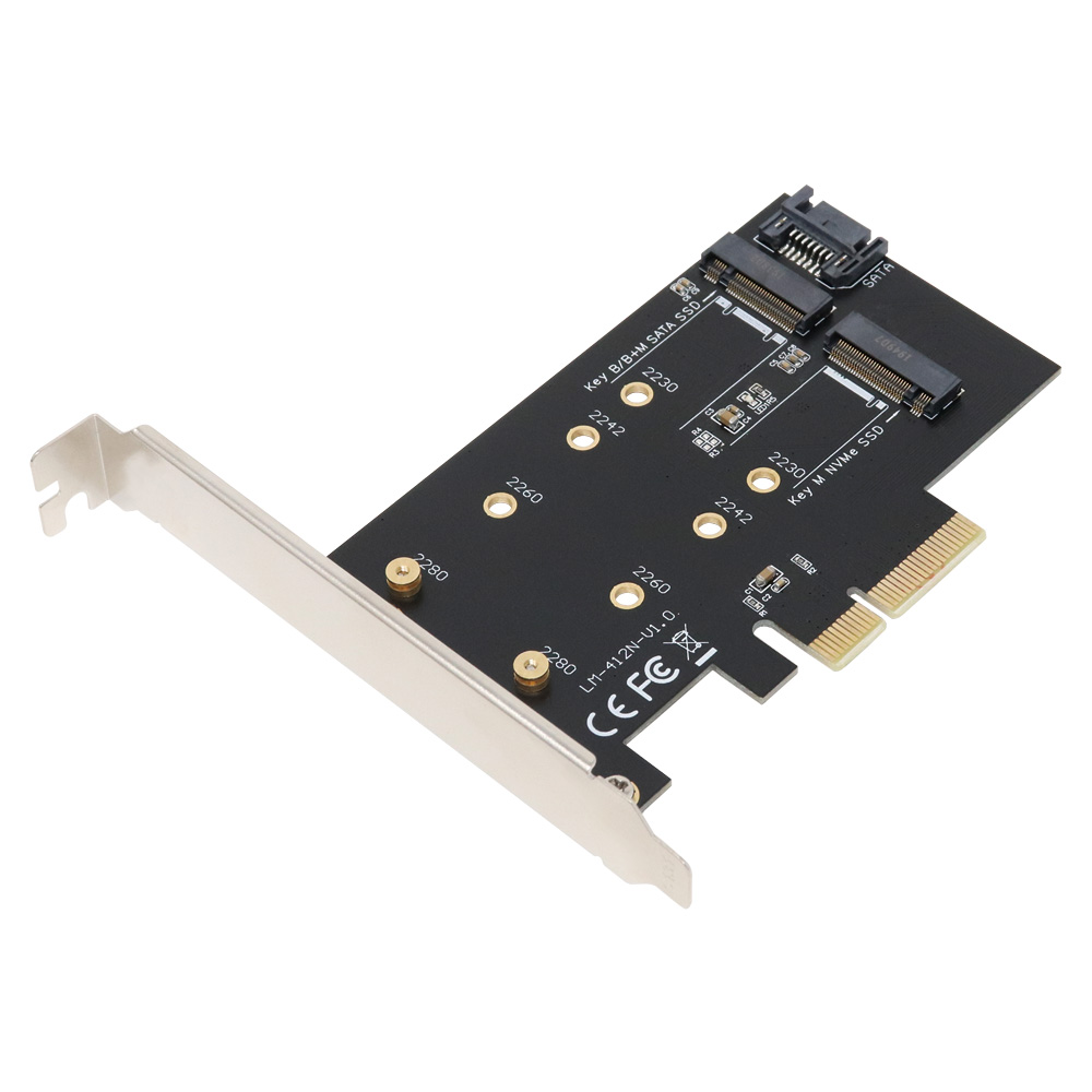 M.2 NVMe SSD変換PCIeカード SATAコンボ【AIF-09】