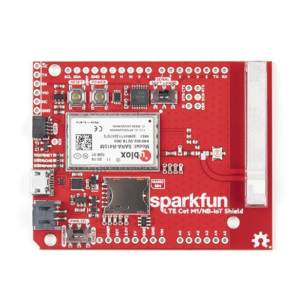 SparkFun LTE CAT M1/NB-IoTシールド(SARA-R4)(ホログラムSIMカード付き)【CEL-15087】