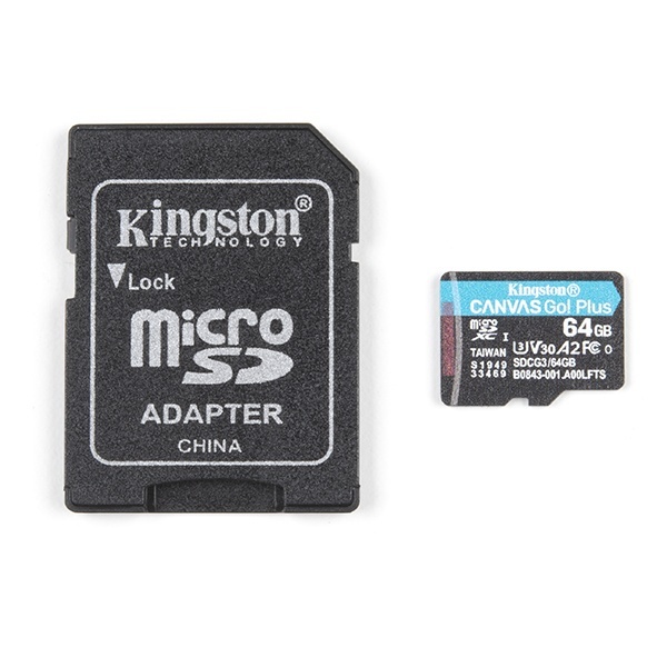 Kingston Canvas Go! Plus 64GB MicroSD Card with Adapter 【COM-16498】