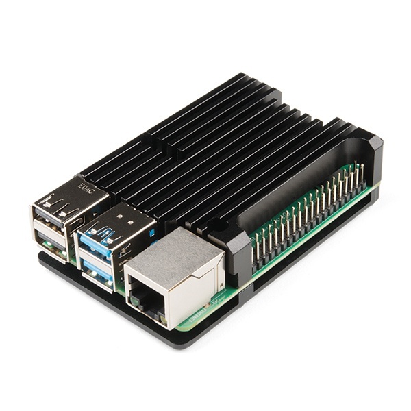 Raspberry Pi 4用アルミニウムヒートシンクケース(ブラック)【PRT-15773】