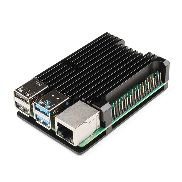 Aluminum Heatsink Case for Raspberry Pi 4 - Obsidian Black【PRT-15773】