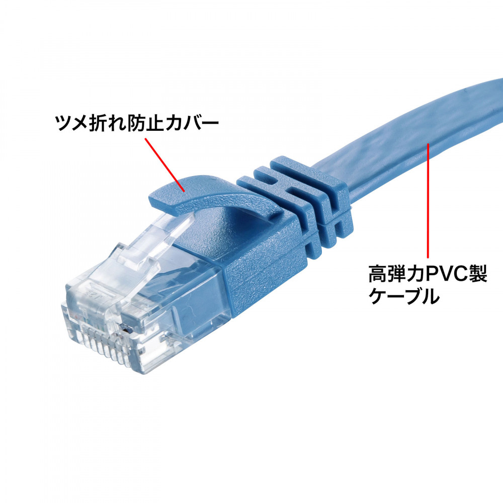 カテゴリ6AフラットLANケーブル(ブルー・30m)【KB-FL6AL-30BL】