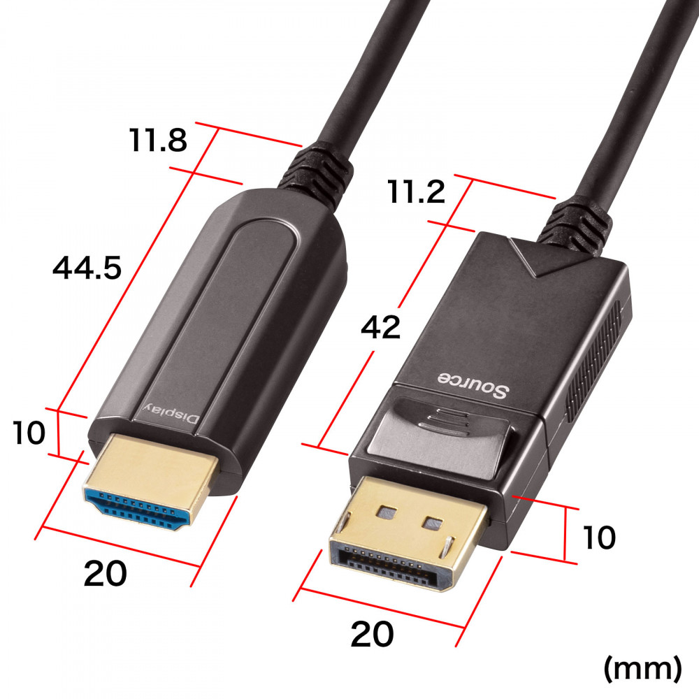 DisplayPort-HDMI変換光ファイバーケーブル 20m【KC-DPHDFB200】
