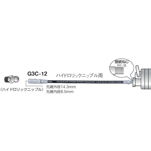 グリスガン用ホース 314mm【G3C-12】