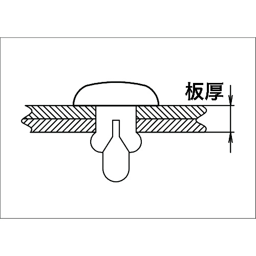 プッシュリベット 板厚2.5～4.0mm 穴径6.1Φ 長さ6.0 黒 50個入【TPR6060-BK】