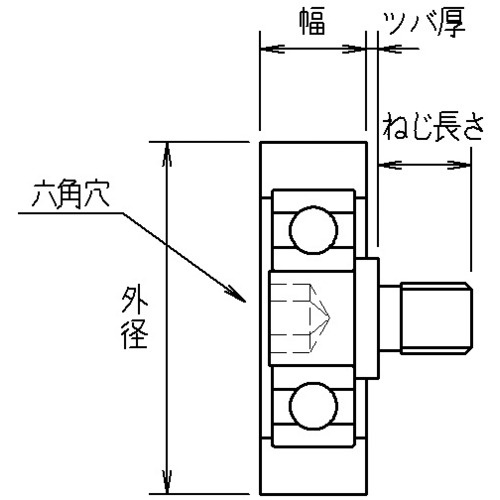 樹脂ベアリング Eシリーズ フラットタイプ六角穴 外径30mm M6【TEFS3008】