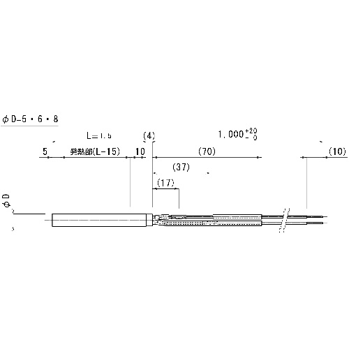 カートリッジヒーターφ6 100L 200V 150W【CH2-6100】