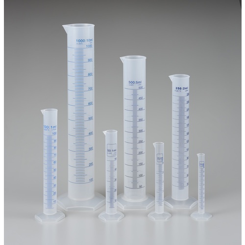 メスシリンダー 50ml 青目盛付 PP製【MS50】