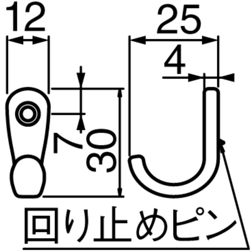 亜鉛フック 30mm 黒【AHJ30-BK】