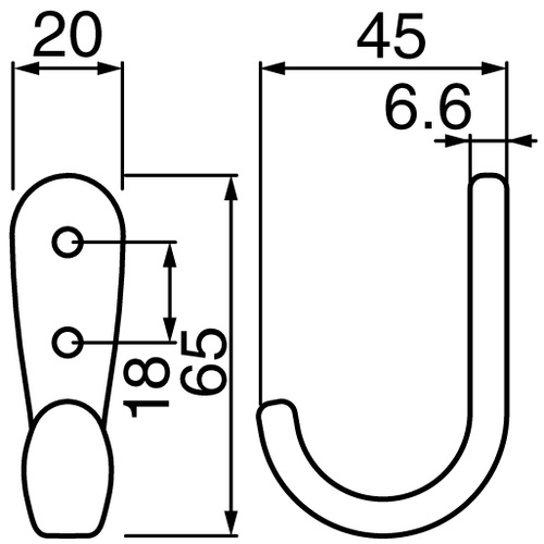 亜鉛フック 65mm 黒【AHJ65-BK】