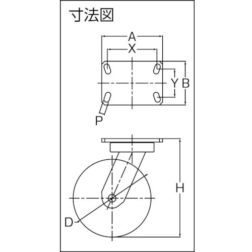 重量キャスター 自在 100MM 耐湿ウレタン車輪320KGF【HR/HM100320PCI-TG】