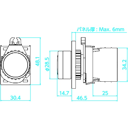 押しボタンスイッチ Φ25 1a-1b 青【25P-1A1BM-B】