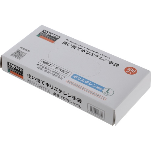 使い捨てポリエチレン手袋 内エンボス Lサイズ (100枚入)【TCPE-101L】
