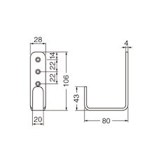 L型フック SUS 鏡面 106mm【LU-106-SM】
