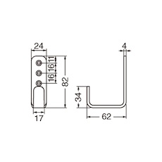 L型フック SUS 鏡面 82mm【LU-82-SM】