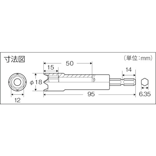 電動ドライバーソケット ピーコン用 12mm【TEPC-12】