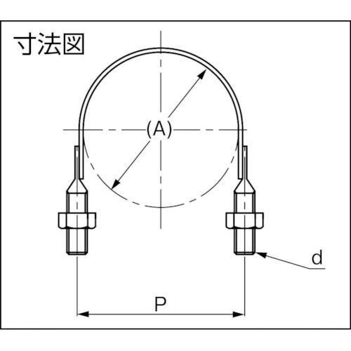 SGP管用Uバンド スチール 呼び径 50A ねじ径3/8【TSGPU50A】