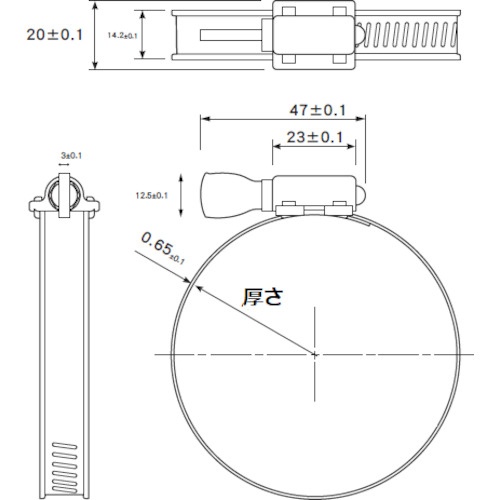 ホースクランプ オールSUS 手締めタイプ 14.2mm 57～82mm【TAKC-5782】