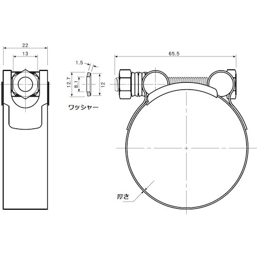 Tボルトホースクランプ 131～139mm【TTHC-22139】
