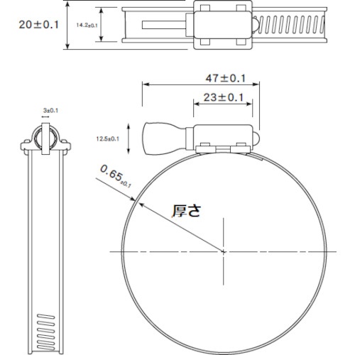 ホースクランプ オールSUS 手締めタイプ 14.2mm 64～90mm【TAKC-6490】