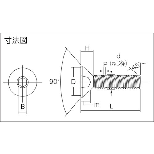 六角穴付き皿ボルト ステンレス M12×45 3本入【B129-1245】