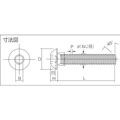六角穴付きボタンボルト ステンレス M3×12 60本入【B128-0312】