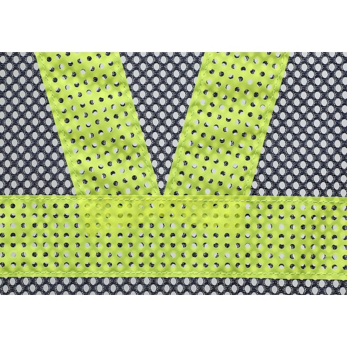 メッシュ安全ベスト ショート丈 紺*イエロー 着丈420mm【TMVS-BY】
