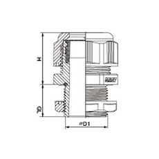ナイロンケーブルグランド 適合ケーブル18～25mm G/(PF)1 黒 1個入り【TG10025BK-】