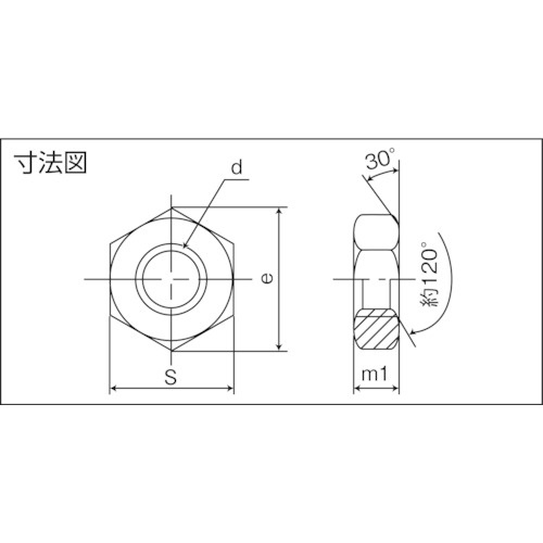 六角ナット1種 SUS316L サイズM8X1.25 12個入【B132-0008】
