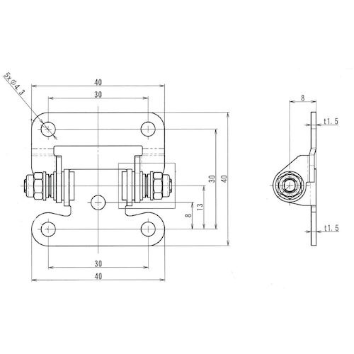 トルクヒンジ 0.64～1.12Nm(2個入)【T08STH】