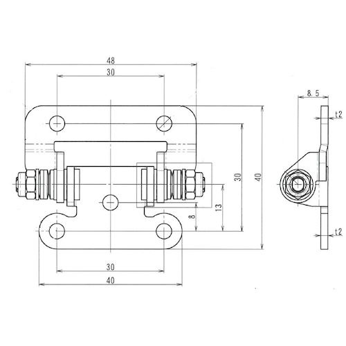 トルクヒンジ 1.2～2.1Nm(2個入)【T15STH】