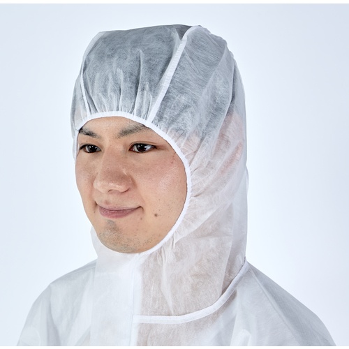 ECO不織布使い捨て保護服 つなぎフード付きタイプ Mサイズ 目付35g コーティングなし【TRV2ECO35-M】