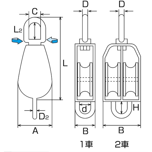 水本 ステンレス 豆ブロック2車ベケ付 参考使用荷重160kg【A-1277】