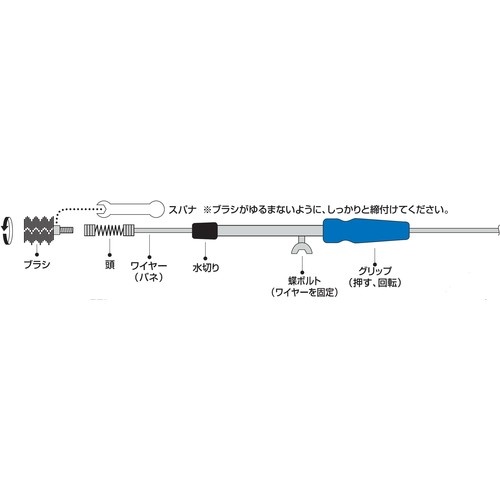 SANEI パイプクリーナー(30mm径ブラシ付) 長さ5m【PR802-5】