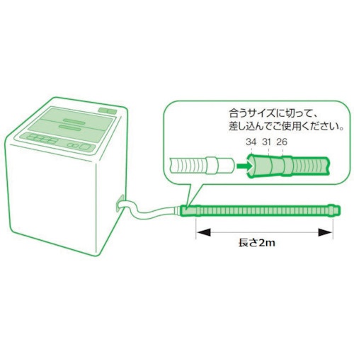 SANEI 洗濯機排水ホース【PH64-861T-2M-I】