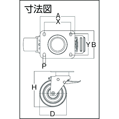 テンテキャスター 重荷重用高性能旋回キャスター[DELTA](ウレタン車輪) φ160自在式(トータルロック付) 【3642ITP160P63 CONVEX】