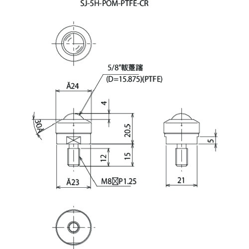FREEBEAR クリーンルーム用フリーベアSJ-5H-POM-PTFE-CR【SJ-5H-POM-PTFE-CR】