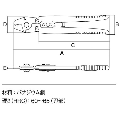 スリーピークス ワイヤークランプカッター2つ穴(バネ付) 250mm【WCC-250-2H】