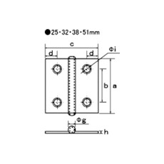 フジテック ステンレス丁番(SUS304) 袋入(2枚)・中厚51mm【B-11303】