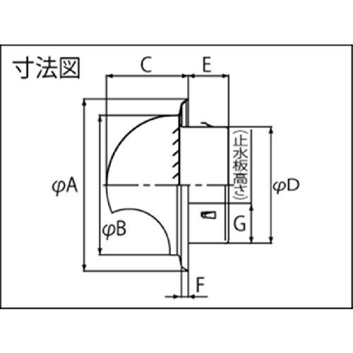 フジテック ステンフード付き丸型ガラリ・150パイ用【B-47005】