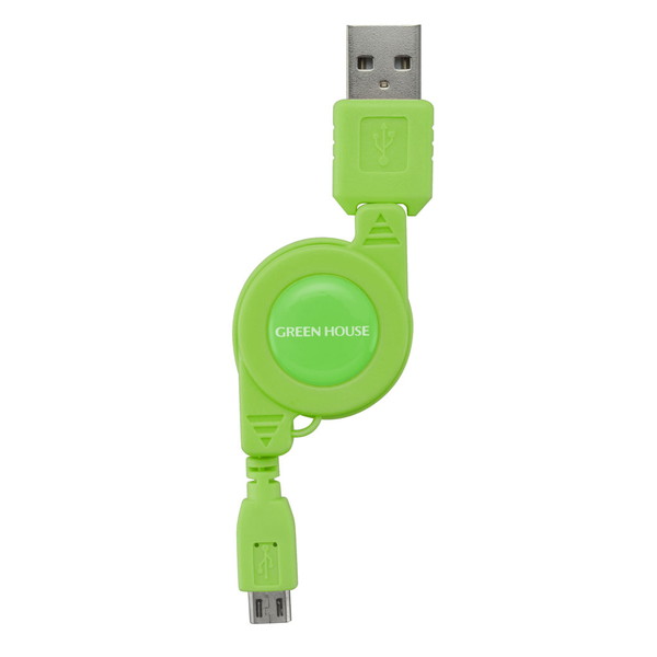 スマホ対応 USB急速充電ケーブル(microB)グリーン【GH-UCRMB-GR】
