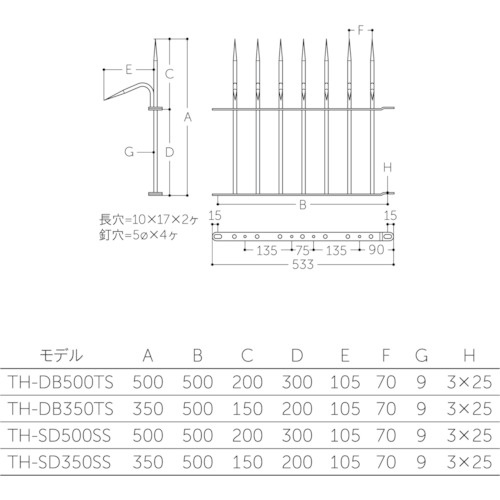 MK 鉄 忍び返し 350mm TH-DB350TS【TADB350TSO】