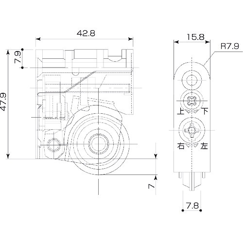 MK 調整Y型戸車 Y型 BR入 上下左右調整式【P-575-0Y0】